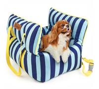 Pawaboo Siège d'Auto pour Petit Chien, Siège de Voiture avec Boucle de Fixation et Laisse de Sécurité, Sac de Transport de Voiture Rembourré pour Animal jusqu'à 25 Livres, Bleu Foncé & Bleu Clair