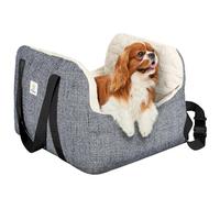 Pawaboo Siège d'Auto pour Petit Chien, Siège de Voiture pour Chiens avec Boucle de Fixation et Laisse de Sécurité, Sac de Transport de Voiture Rembourré pour Animal jusqu'à 25 Livres, Gris