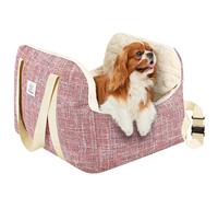 Pawaboo Siège de Voiture pour Petit Chien, Siège d'Auto pour Chiens avec Boucle de Fixation et Laisse de Sécurité, Sac de Transport de Voiture Rembourré pour Animal jusqu'à 25 Livres, Magenta+Bleu