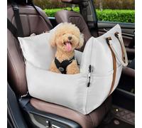 Pawaboo Siège de Voiture pour Petit Chien, Siège d'Auto Rehausseur pour Chiens Imperméable avec Boucle Fixation et Laisse de Sécurité, Sac de Transport de Voiture pour Animal jusqu'à 25LBS, Gris Clair