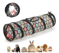 Pawaboo Tunnel Droit pour Petits Animaux, Tunnels pour Cochons d'Inde et Tubes pour Hamsters 23,6", Cachette Pliable pour Petits Animaux avec Cloche et Balles Interactives, Feuilles