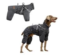 PAWBOSE Imperméables pour Chiens avec Harnais pour Chiens de Petite et Moyenne Taille, Veste de Pluie pour Chien Réglable, Manteau Pluie Chien Réfléchissant, 4 Jambes, Gris, 5XL