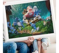 PAWCA 5D Diy Diamant Peinture,Smurf Mushroom House,Point De Croix Diamant,Mosaïque Artisanat Peinture Décorative(round drill)-50x60cm