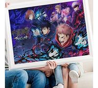 PAWCA 5D DIY Diamond Painting,Anime Jujutsu Kaisen,Kit de point de croix avec strass en cristal, Artisanat en mosaïque pour la décoration de la maison(round drill)-40x40cm
