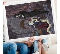PAWCA Kit de peinture de diamant de foretde 5D，Anime Black Butler，kits de peinture de strass de diamant de DIY pour des arts de broderie d'adultes décor à la maison(round drill)-30x40cm
