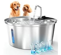 Pawccoli Fontaine à eau pour chien en acier inoxydable de 7 L avec multi-filtration et aération plus profonde, grande fontaine à eau pour chat avec fenêtre d'eau et LED, ultra silencieuse