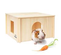 PAWCHIE Cabane en Bois pour Cochon d'Inde avec fenêtres - Maison en Bois Amovible et Grande Taille, Convient pour Les cochons d'Inde, Hamsters, Chinchillas et Autres Petits Animaux cachette