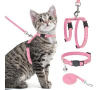 PAWCHIE Harnais pour Chat avec Laisse et Collier - Harnais réglable Anti-Fugue Qui Brille dans Le Noir pour Promenade en Plein air