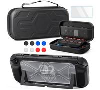 PAWDIARY Kit d'accessoires pour Nintendo Switch 2025, avec étui de transport portable, pochette noire, coque de protection robuste pour Switch 2 console, protecteur d'écran HD et 8 capuchons de frappe