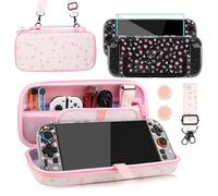 PAWDIARY Pink Sakura Étui de transport compatible avec Nintendo Switch 2 2025, avec coque de protection rigide pour Switch 2, protecteur d'écran HD, bandoulière et 2 capuchons de pouce - Motif fille