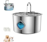 Pawdrate Dog Water Fountain 3.2L/108oz, Ultra-Quiet Automatic Pet Water Dispenser with Water Window, Stainless Steel Bowl, for Dogs, Cats, and Small Animals (2 Filter,1pcs)