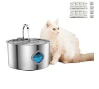 Pawdrate Dog Water Fountain,Cat Water Fountain Stainless Steel 3.2l/108oz Pet Water Fountain,with Ultra Quiet Pump,Multi-Filtration, Easy Clean,for Cats, Dogs, Multiple Pets (Diamond＋10 Filter, 3.2L)