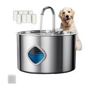 Pawdrate Dog Water Fountain, The Doggy Fountain 3.2l/108oz, with Visual Water Level & Quiet Pump, Stainless Steel Dog Water Fountains, for All Breeds of Cats & Dogs (Set 1)