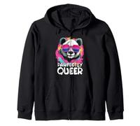 Pawfectly Queer Panda avec Lunettes de Soleil Drapeau bisexuel Sweat à Capuche