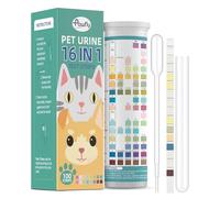 Pawfly Bandelettes de Test urinaire pour Chats et Chiens 100 bandelettes kit Test UTI 16 paramètres bandelettes Analyse Urine vétérinaire pour cétone Glucose Sang densité pH et Plus
