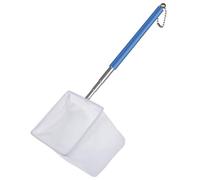 Pawfly Épuisette Aquarium 8 cm, Petit Filet Poisson avec Manche Extensible INOX, Maillage Carré Fin Doux pour Crevettes, Résidus Nourriture Aquarium & Bassin, Bleu