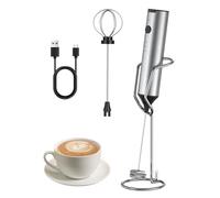 Pawfly Mousseur à Lait à Main Mousseur Rechargeable 3 Vitesses Réglable avec Support et 2 Fouets Acier Inoxydable Démontables Mousseur Café Électrique pour Cappuccino Latte