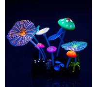Pawfly Plante De Corail pour Aquarium avec Effet Lumineux Décoration en Forme De Champignon Et De Feuille De Lotus Addition Décor Silicone Coloré Et Réaliste pour Aquarium