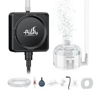 Pawfly Pompe à Air Nano, Mini Bulleur Ultra-Silencieux pour Aquariums de 3,8 à 38 L, Aérateur à Oxygène Portable 1,3 W avec Filtre Éponge, Tuyau à Air, Pierre à Air & Clapet Anti-Retour, 450 ML/m