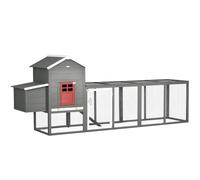 PawHut 118" Poulailler XXL avec Toit en Asphalte pour 3-6 Poules Gris