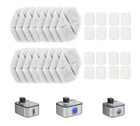 PawHut 16 pcs Filtre Fontaine Eau Chat, Distributeur d'eau filtrante pour Chat et Chien, Triple Système de Filtration, avec Coton PP, Charbon Actif et résine échangeuse d'ions, Blanc