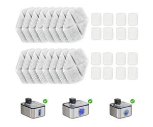 PawHut 16 pcs Filtre Fontaine Eau Chat, Distributeur d'Eau filtrante pour Chat et Chien, Triple Système de Filtration, Blanc