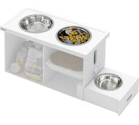 PawHut 2 en 1 Ecuelle surélevée pour chien Réglable en hauteur Ecuelle à nourriture avec support Espace de rangement 2 x 2L Ecuelles en acier inoxydable Tapis d'alimentation lente Ecuelle à nourriture