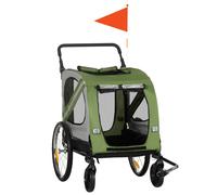 Pawhut 2 - en - 1 remorque pour chien, étourneau pour chien, remorque de vélo pour chien, chariot pour chien avec réflecteur, pour