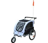 PawHut 2 en 1 Remorque pour chien Jogger Remorque vélo pour chien Remorque vélo pour chien Blanc+noir 155 x 83 x 108 cm