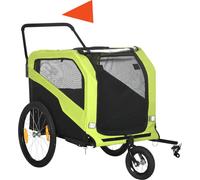 PawHut 2-en-1 remorque pour chien, remorque de vélo pour chien, poussette pour chien avec réflecteurs, buggy pour chien max. 30 kg, remorque de vélo pour grand chien, tissu Oxford, vert