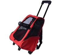 PawHut 2 en 1 Trolley Chariot Sac a Dos Sac de Transport a roulettes pour Chien Chat