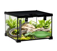 PawHut 30 x 30 x 20 cm en verre pour reptile - Pour terrarium et reptile - Pour animaux de compagnie - Avec thermomètre - Pour lézards, grenouilles à corne, serpents, araignées - Noir