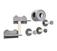 PawHut 5 pièces Mobilier mural pour chat avec perchoir, maison pour chat, griffoir, arbre à chat mural pour chatons d'intérieur - Gris