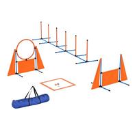 PawHut 6-Piece Agility Training Set for Dogs, Dog Agility Training Set with Slalom Pole, Hurdle, Resting Area, Balls, Jump Ring, Orange