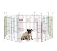 PawHut 8-Panel Foldable Dog Park, Ø156x60 cm, Metal Fence for Puppies, Rabbits, DIY Design, with Gate, Stakes, Indoor & Outdoor, Multicolour