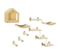 PawHut 8 pièces Set étagères Chat condo, 3 perchoirs Animaux Beige