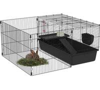 PawHut 99 cm Cage pour petits animaux avec parc, parc pour petits animaux avec bouteille d'eau, gamelle pour nourriture, cage pour rongeurs avec mangeoire, cage pour cochons d'Inde pour petits animaux