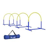 PawHut Agility Dog Set avec 4 arcs modulaires et sac de transport, équipement agility Dog parcours d'entraînement en PE et ABS, 88 x 64 x 95 cm, bleu et jaune