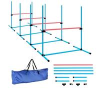 PawHut Agility Lot de 4 obstacles pour chien - Hauteur réglable - Équipement d'agilité pour l'entraînement de chien - Avec 4 obstacles - Sac de transport - Pour jeux d'entraînement - Bleu clair