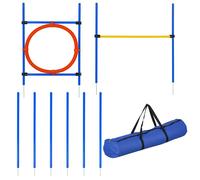 Agility Sport Pour Chiens Équipement Complet : 6 Poteaux Slalom, Obstacle, Anneau + Sac De Transport Bleu Jaune Rouge