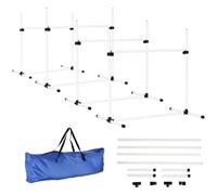 PawHut Agility pour Chiens Hauteur Réglable Sac de Transport Blanc