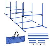Pawhut Set agility pour chiens 4 obstacles professionnels, maintien au sol, sac fourni - Bleu/Noir