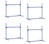 PawHut Agility pour Chiens kit Agility Chien Parcours Agility Chien Set de 4 Obstacles Professionnels Hauteur réglable avec système de Maintien au Sol 99L x 65l x 94H cm Sac Transport fourni Bleu
