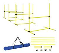 PawHut Agility pour chiens, kit agility chien parcours, set de 4 obstacles professionnels hauteur réglable, système de maintien au sol sac transport parfait pour jeux intéressants, entraînement, jaune