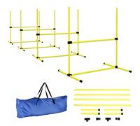 Pawhut - Set de 4 obstacles d'agility pour chiens, maintien au sol, sac de transport - Jaune/Noir G