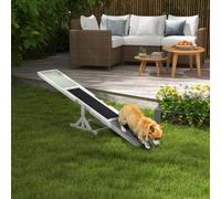 PawHut Agility sport pour chien bascule équipement entrainement chien antidérapant 180 x 30 x 30 cm gris blanc