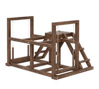 PawHut Aire de jeux en bois, Perchoir en bois pour poule, avec balançoire, échelle, plateformes, 82 x 60 x 55 cm, marron