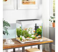 PawHut Aquarium, 17 L Aquarium tropical, entretien facile, vue claire, avec lampes LED, 35L x 21l x 31H cm, Blanc+Noir