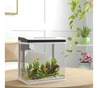 PawHut Aquarium de 13L à Éclairage LED avec Trous de Ventilation, en Verre HD et ABS, 29x20x30.5 cm