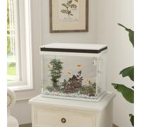 PawHut Aquarium en verre de 41 litres avec système de filtration, lumières LED, pompe à eau, pour différentes espèces de poissons, Blanc